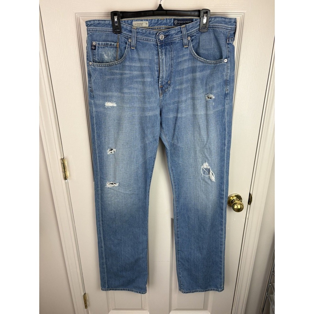 AG Adriano Goldschmied Protege Jeans Mens 36 Light Wash Good Distressed Straight